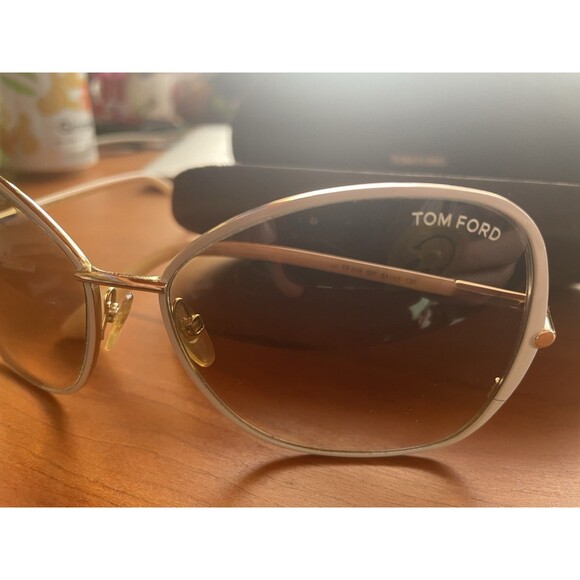 Tom Ford Solange TF319 Women's Sunglasses - White/ Gold 32F Brown Fade Lense - Picture 2 of 7